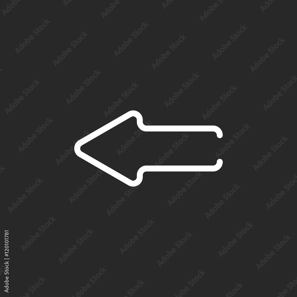 Fototapeta premium Left Arrow sign one line icon on background