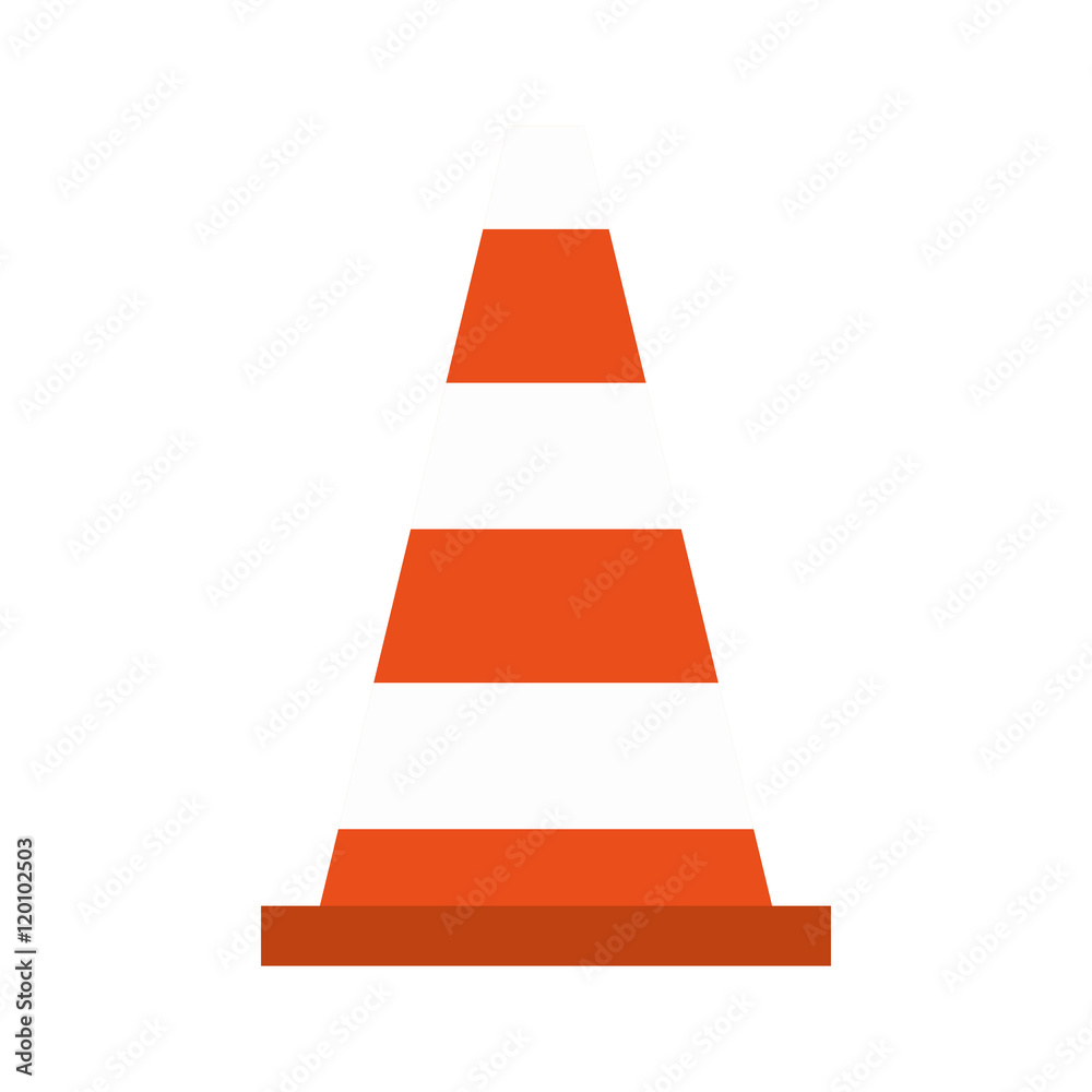 Orange safety traffic cone with white stripes vector illustration