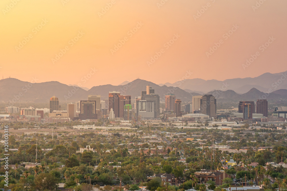 Top view of downtown Phoenix Arizona