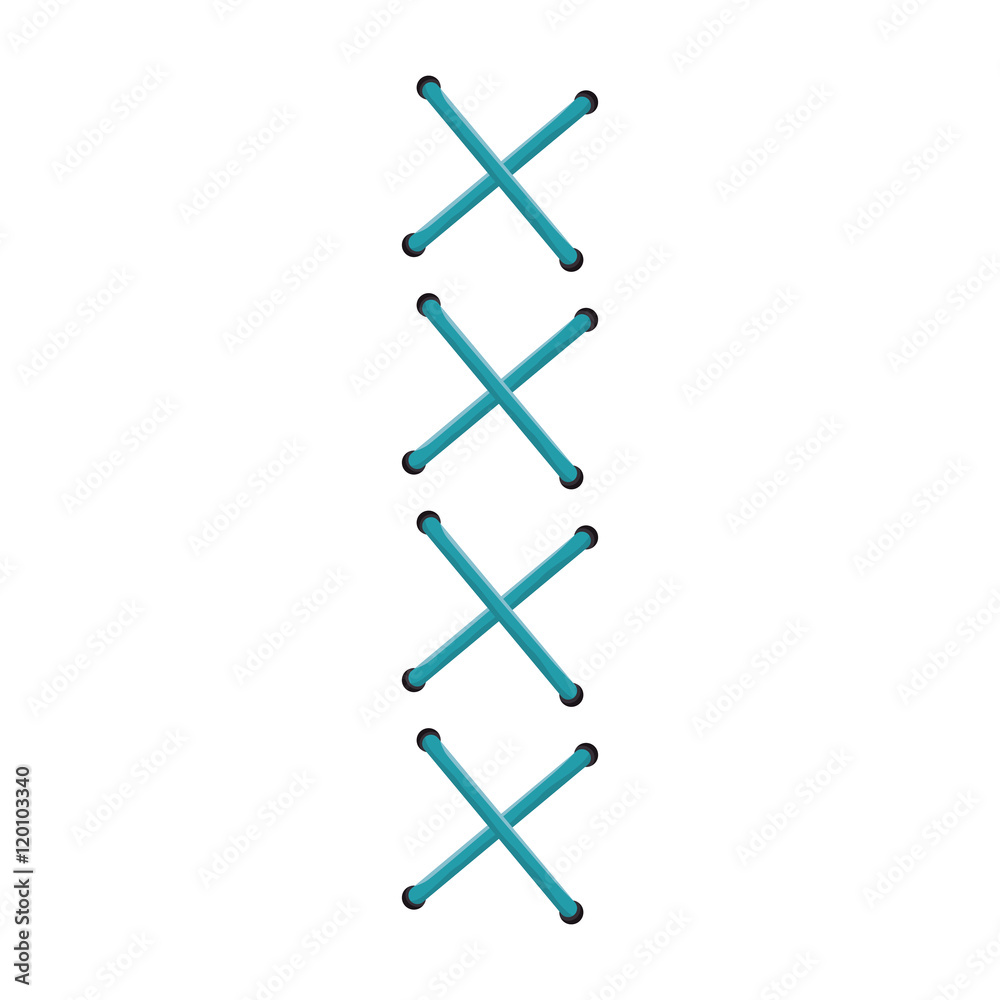lace cross tape. sewing technique vector illustration