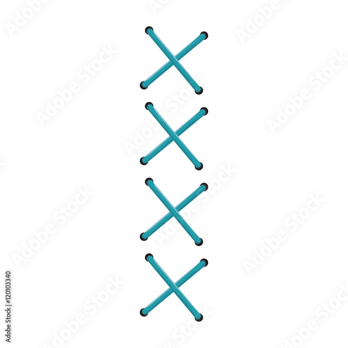 lace cross tape. sewing technique vector illustration