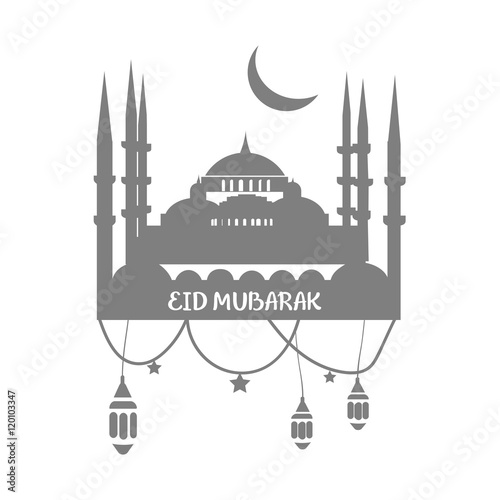 Muslim Community Greetings Card Vector Template With Mosque could be used as Eid Al Adha Mubarak card, icon and any other design template. Eid Mubarak. photo