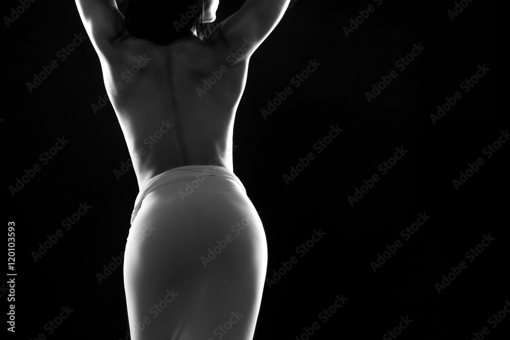 Naklejka premium silhouette female ass in white textile