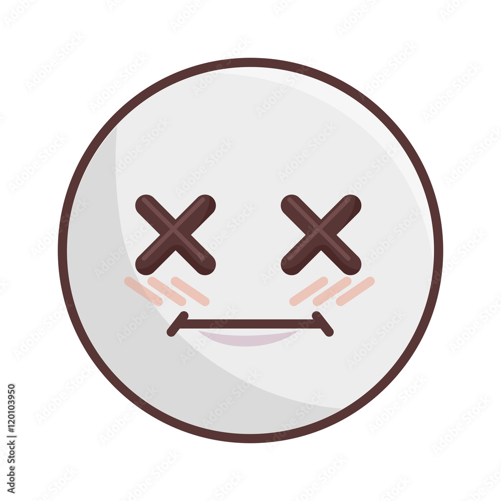 Obraz premium kawaii cartoon face expression emoticon vector illustration