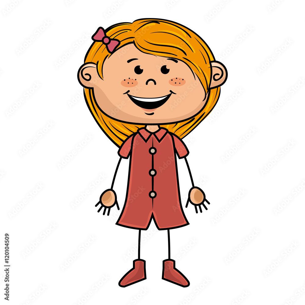 girl kid cartoon smiling wearing pink dress vector illustration girl kid cartoon smiling wearing pink dress vector illustration