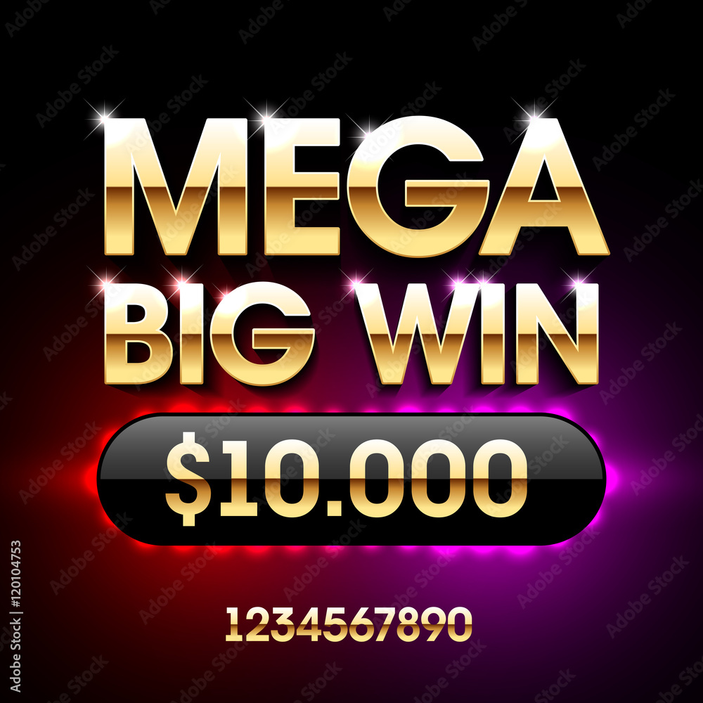 Mega Big Win casino banner. Applicable for poker, roulette, slot machines or card games