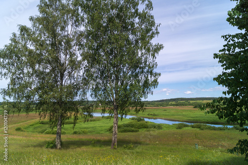 A view of the river Sorot from the village of Mikhailovskoye, Pushkin's places (Pskov, Russia). photo