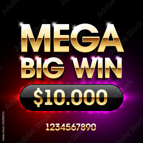 Mega Big Win casino banner. Applicable for poker, roulette, slot machines or card games