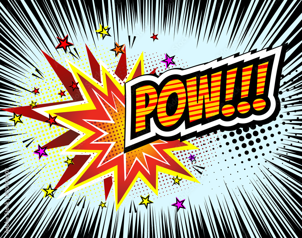 Pow. Vector Retro Comic Speech Bubble, Cartoon Comics Template. Mockup Pow. Vector Retro Comic Speech Bubble, Cartoon Comics Template. Mockup