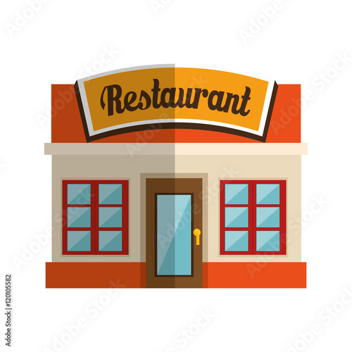 little restaurant local. exterior facade front view building. vector illustration