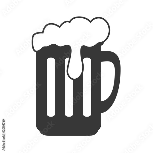 beer mug drink with foam. beverage alcohol. silhouette vector illustration