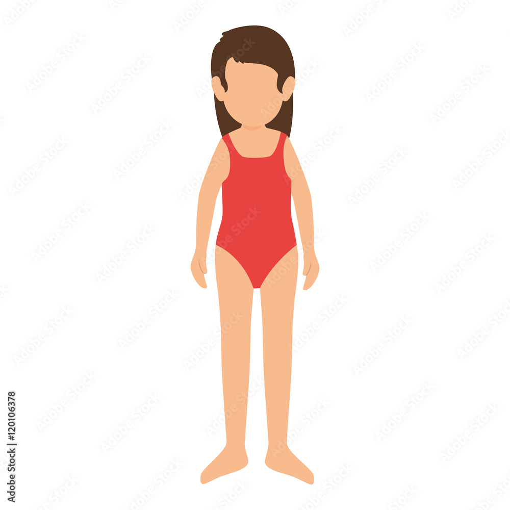 avatar kid girl wearing red swimsuit vector illustration avatar kid girl wearing red swimsuit vector illustration