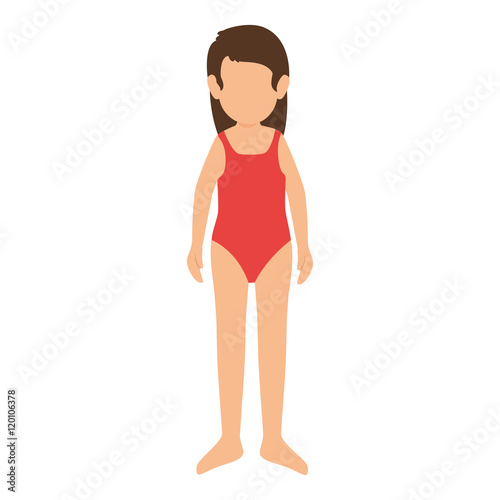 avatar kid girl wearing red swimsuit vector illustration