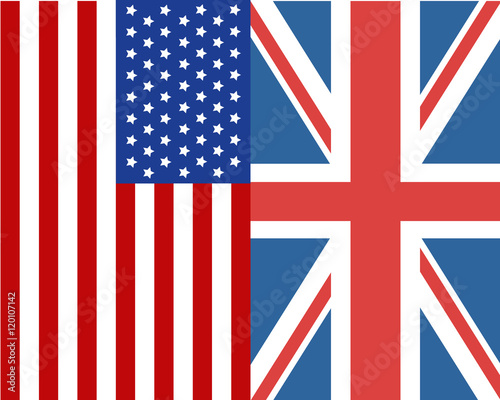 British and American flags. Vector illustration.