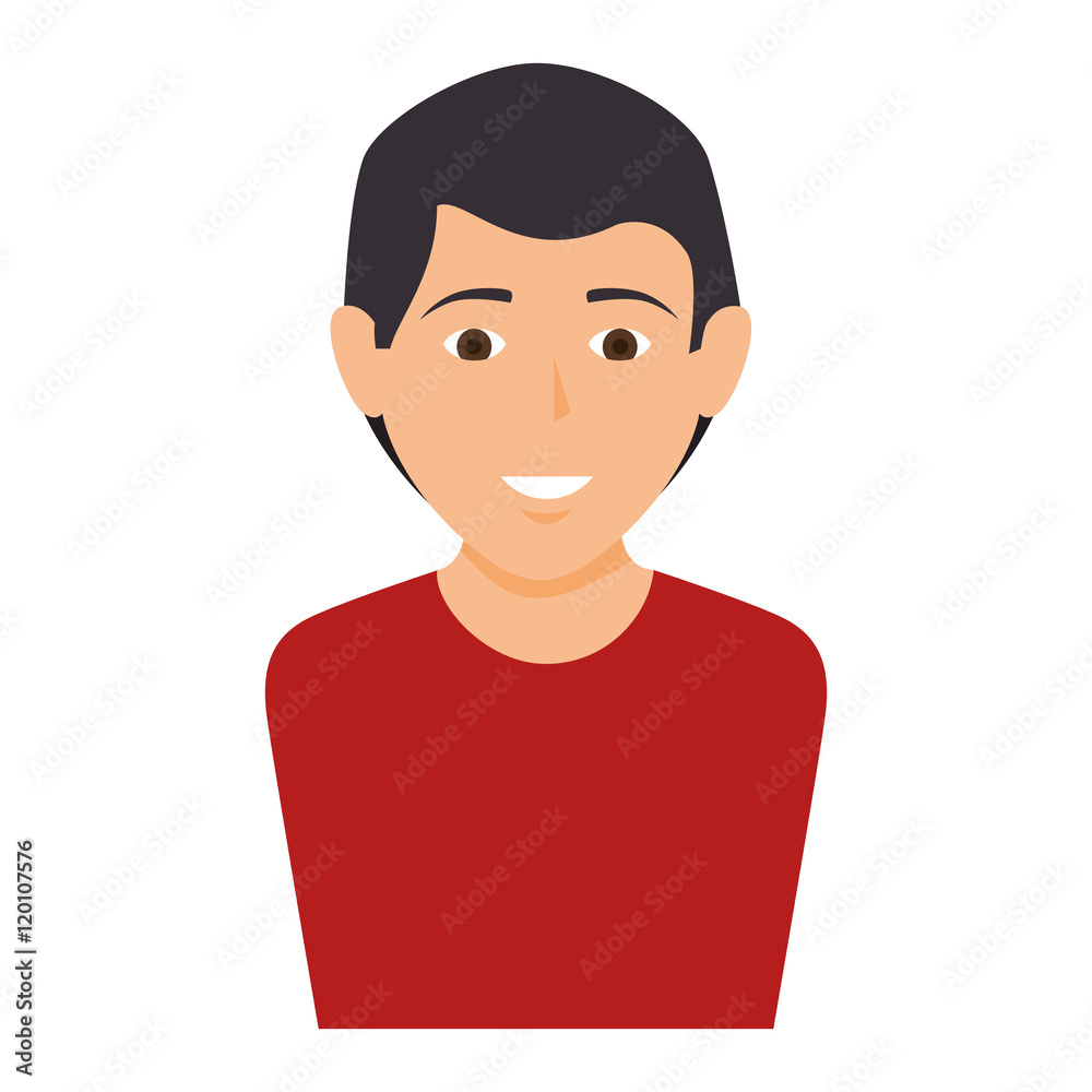 avatar male man user person  wearing red shirt vector illustration