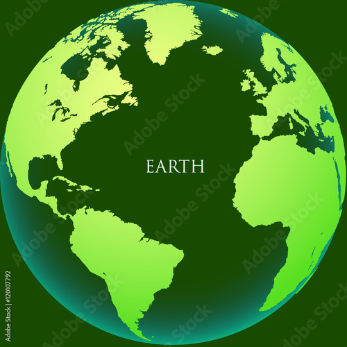 The earth with continents on a green background