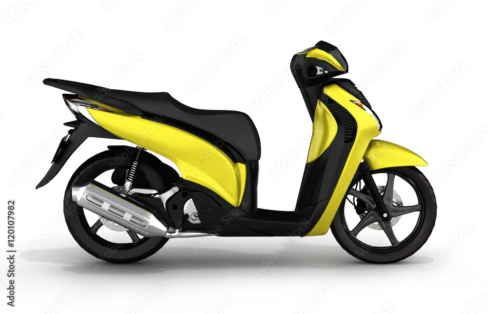 Trendy yellow scooter on white background 3d Trendy yellow scooter on white background 3d