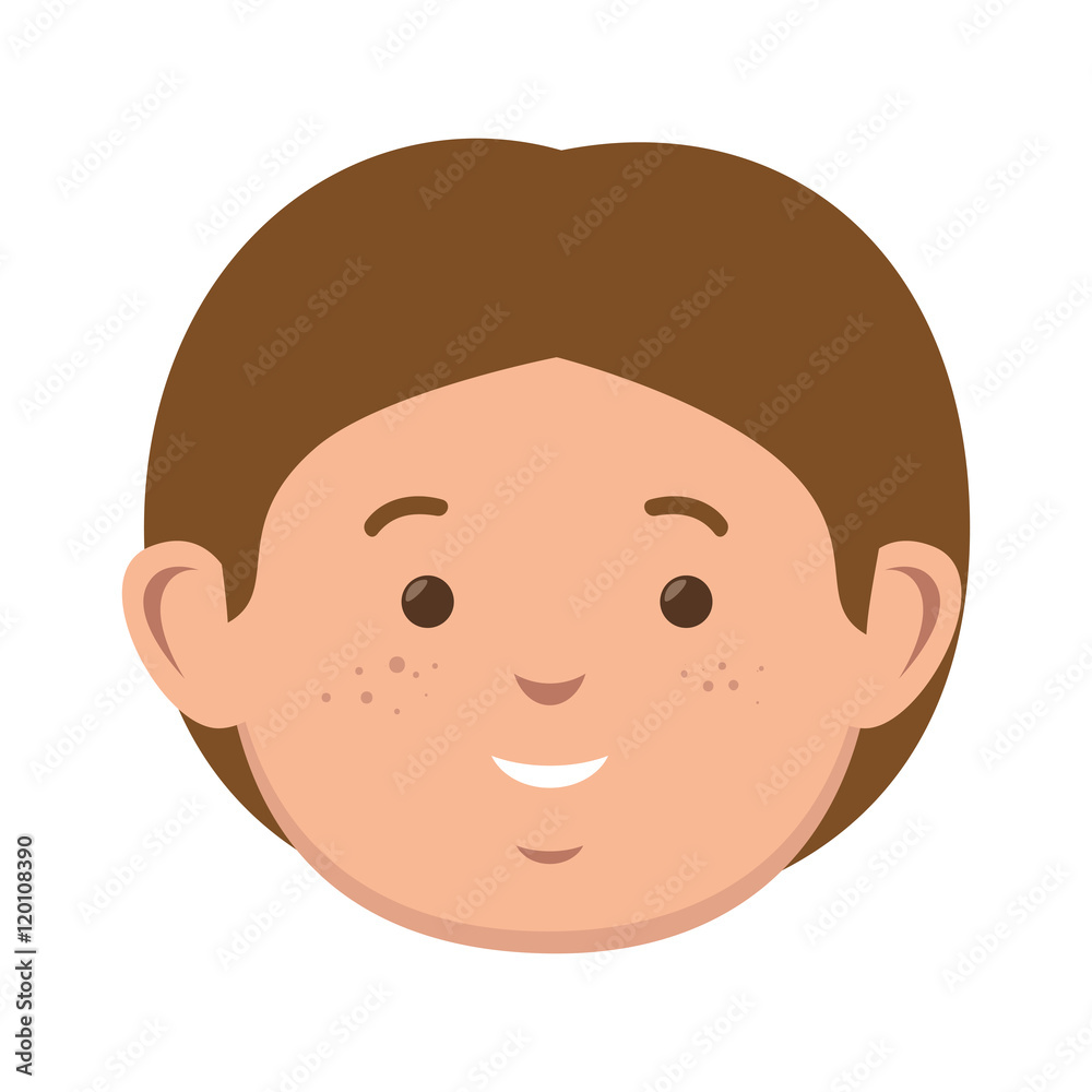 avatar little boy face smiling kid cartoon. vector illustration