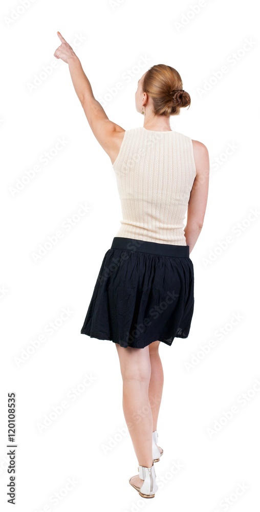 back view of walking woman in dress. beautiful blonde girl in motion. backside view of person. Rear view people collection. Isolated over white background. back view of walking woman in dress. beautiful blonde girl in motion. backside view of person. Rear view people collection. Isolated over white background.