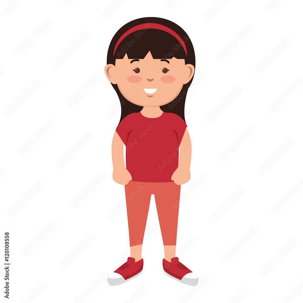 avatar little girl smiling and wearing casual clothes. kid cartoon. vector illustration