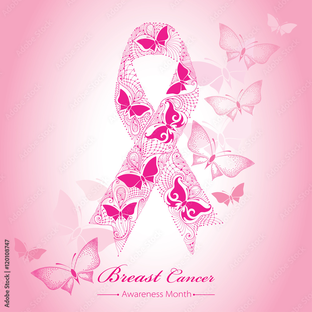 Achimlt Women's Breast Cancer Awareness Ribbon Floral Print Round