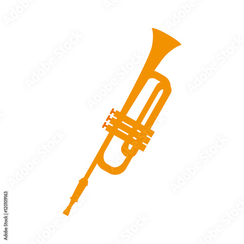 yellow trumpet musical instrument. music audio object. vector illustration