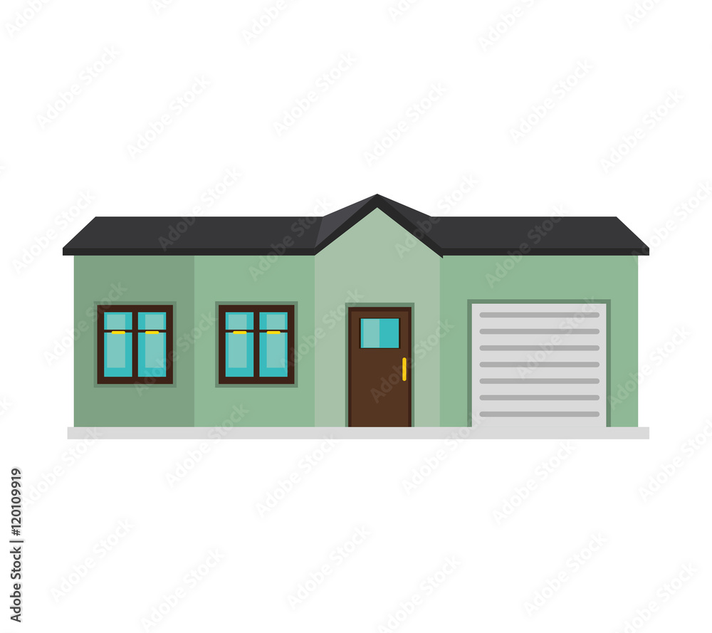 modern house real estate building property. exterior front view. vector illustration