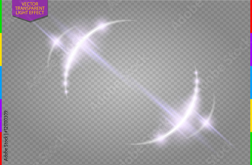 Abstract luxury vector light flare semicircle and spark light effect. Sparkling glowing violet round frame on transparent. Starlight moving background. Glow blurred space for message or logo