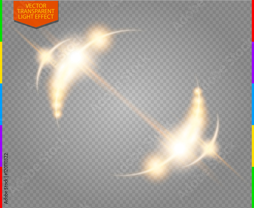 Abstract luxury vector light flare semicircle and spark light effect. Sparkling glowing golden round frame on transparent. Sunny moving background. Glow blurred space for message or logo