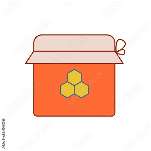 Jar of honey sign flat icon on background