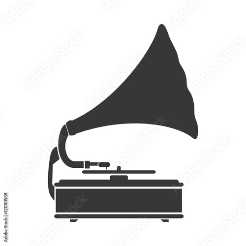 gramophone vynil musical device. retro music object. vector illustration