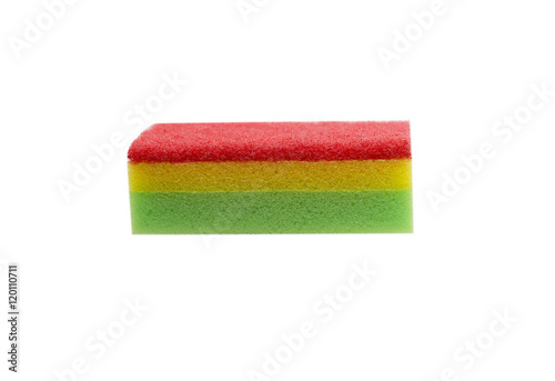 Household cleaning sponge isolated on white