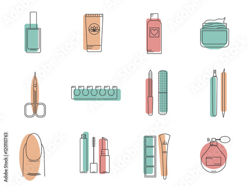 vector icons cosmetics and manicure