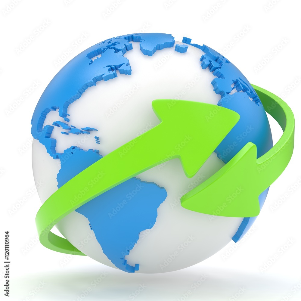 Fototapeta premium Arrows and Earth globe. 3d render