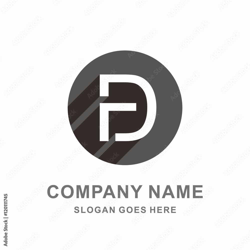 Monogram Letter F & D Circle Shadow Vector Logo Design Template Monogram Letter F & D Circle Shadow Vector Logo Design Template