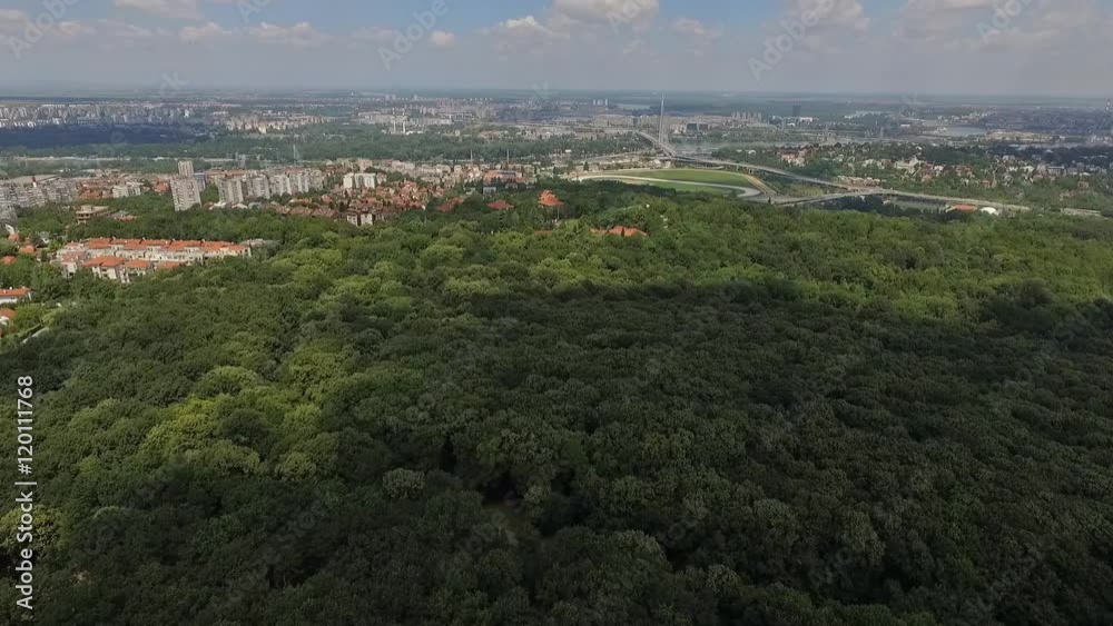 Aerial view of the mountain Avala, Beograd.Flight over the mountain Avala,Belgrade Aerial view of the mountain Avala, Beograd.Flight over the mountain Avala,Belgrade