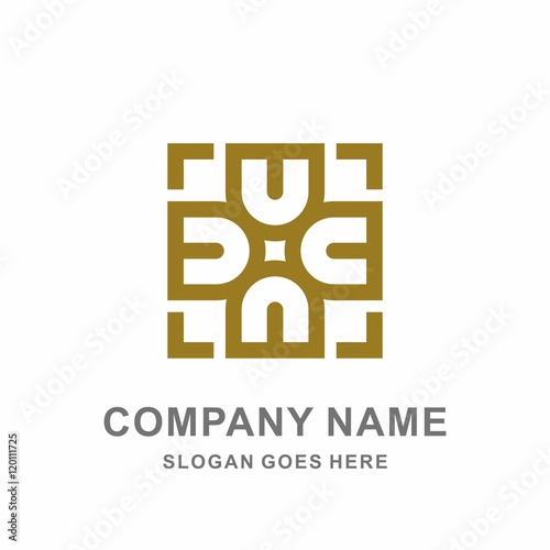 Geometric Circular Letter D Square Shape Morocco Ornament Decoration Vector Logo Design Template