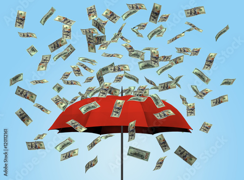 Valokuva Umbrella and dollar bills