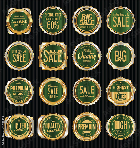 Golden retro vintage labels collection