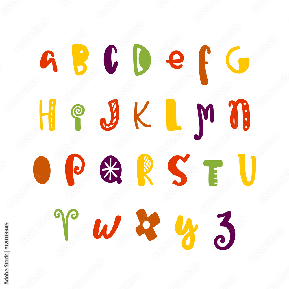 Funny hand drawn colorful alphabet Funny hand drawn colorful alphabet