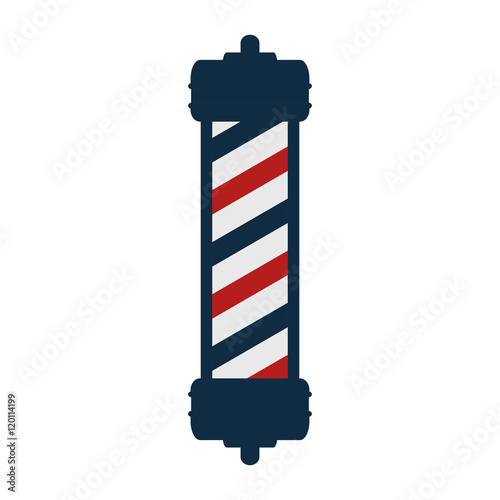 red and blue striped classic barber shop pole. vector illustration