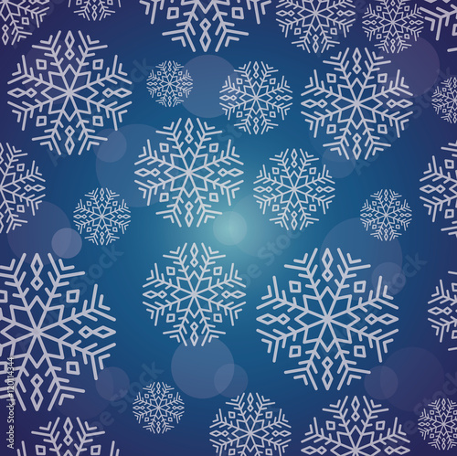 snowflake winter cold merry christmas snowfall frozen icon. Blue background. Vector illustration