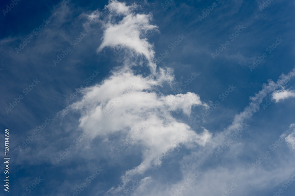Bright blue sky with fluffy white clouds