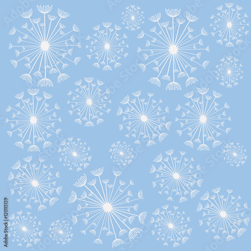 White dandelion icon. Summer seed plant and flower theme. Colorful design. Blue background. Vector illustration
