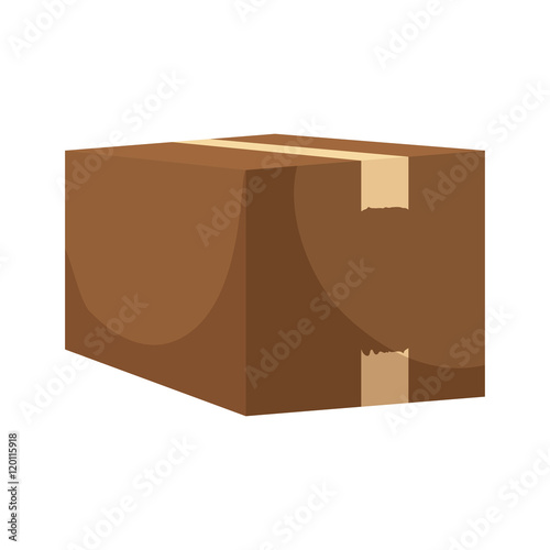 carton box with adhesive tape. side view. vector illustration