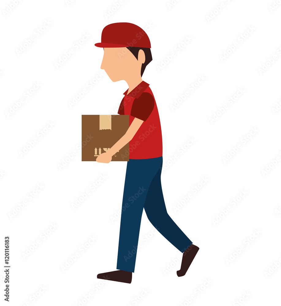 avatar delivery man with boxes and wearing red clothes. shipping service. vector illustration avatar delivery man with boxes and wearing red clothes. shipping service. vector illustration
