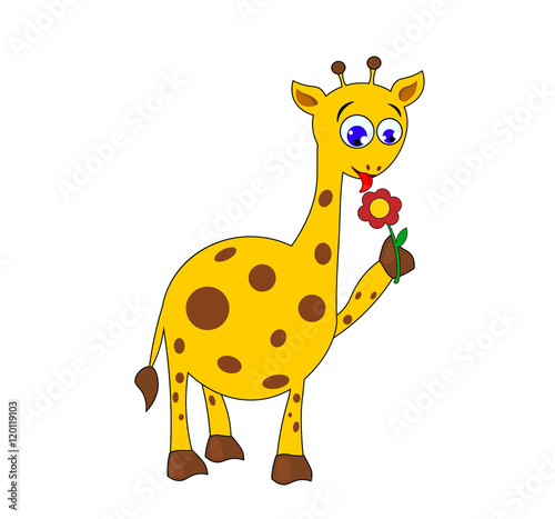 illustration of giraffe with a flower