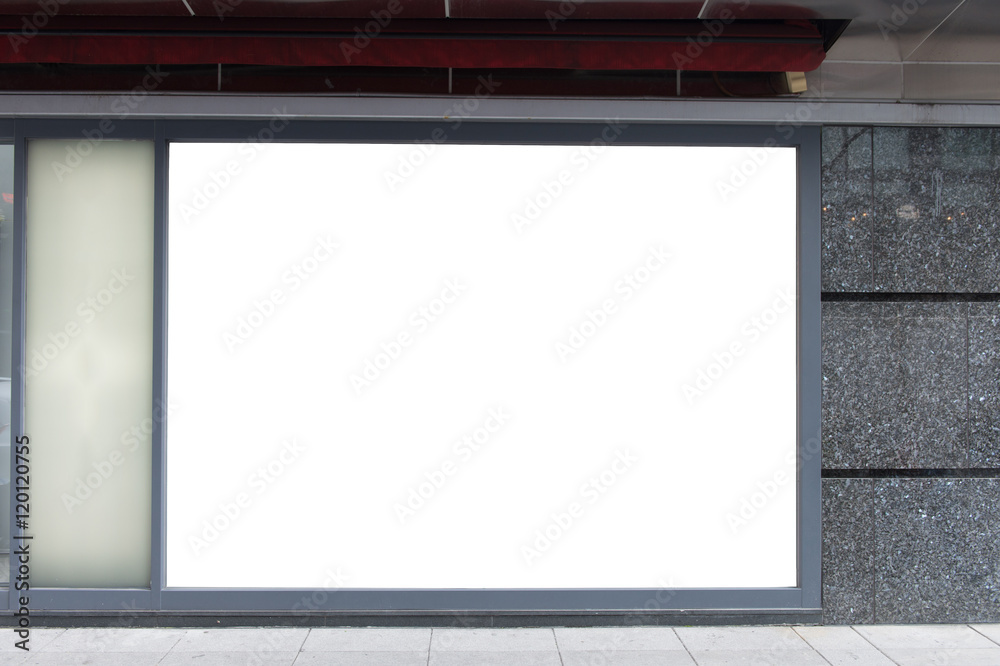 Large blank billboard on a street wall, banners with room to add your own text