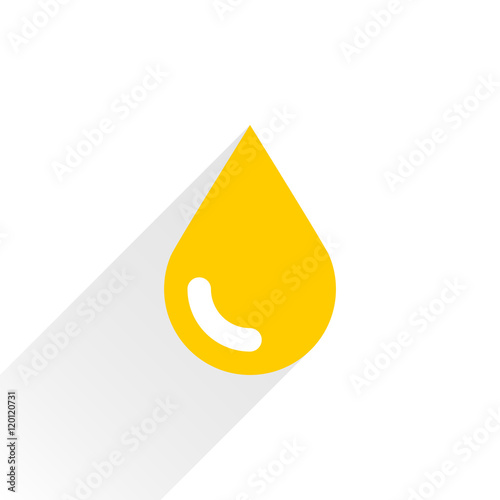 Yellow color drop icon with gray long shadow