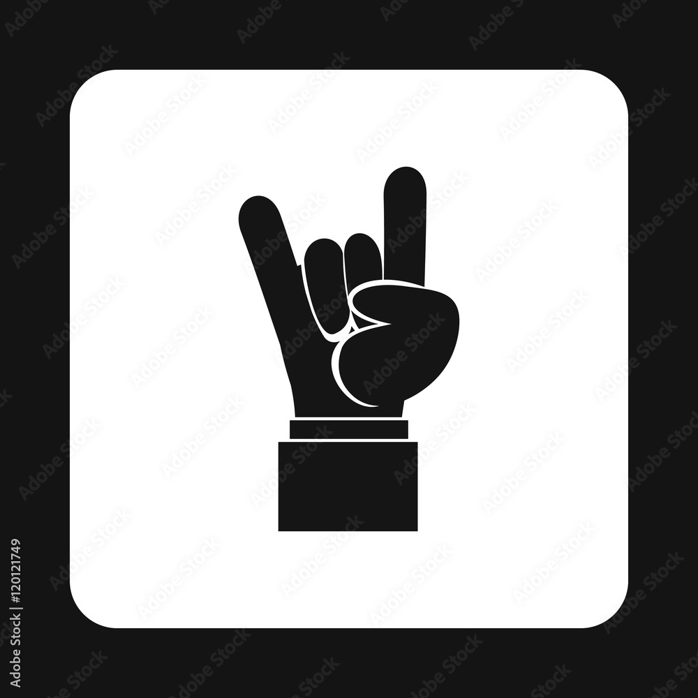 Obraz premium Rock and Roll hand sign icon in simple style on a white background vector illustration